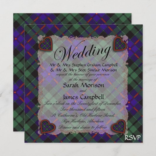 Morrison Scottish Clan tartan - Kariert Einladung (Vorne/Hinten)