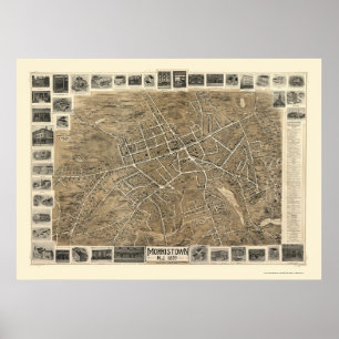 Morristown, NJ Panorama-Karte - 1899 Poster
