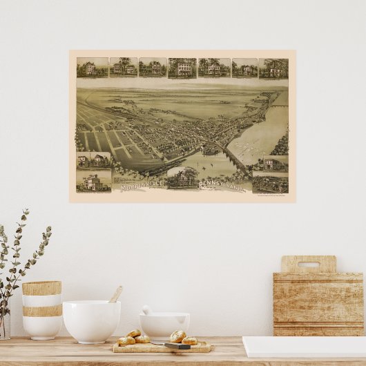 Morrisville, PA Panoramic Map - 1893 Poster (Küche)