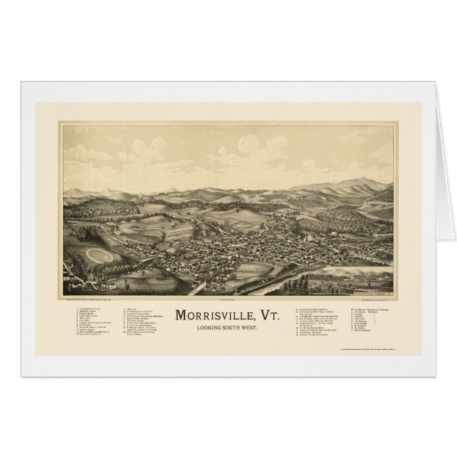 Morrisville, panoramische Karte VT - 1889 (Vorderseite (Horizontal))