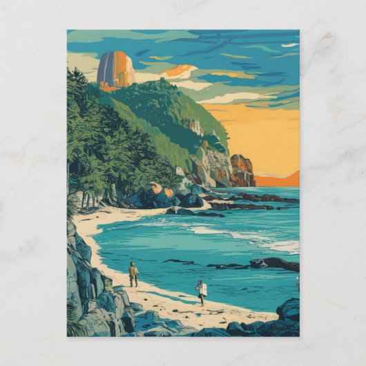 Morro Bay Beach California Malerei Postkarte (Vorderseite)