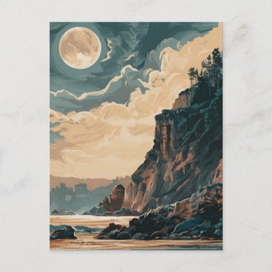 Morro Bay Beach California Malerei Postkarte (Vorderseite)