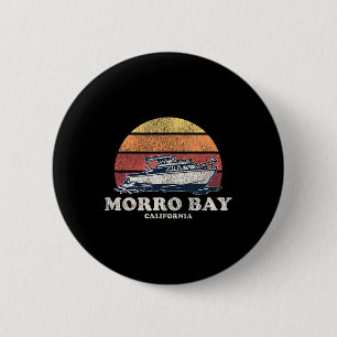 Morro Bay Ca Vintagebootfahren 70er Retro-Boot-Des Button