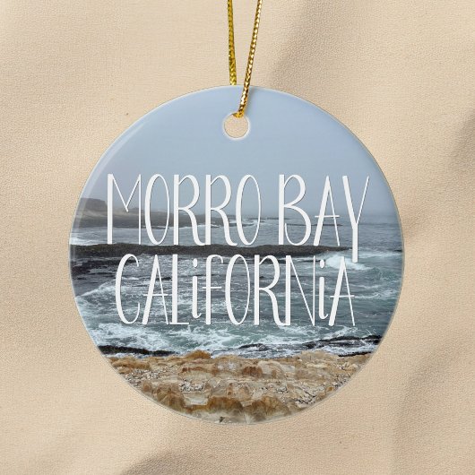 Morro Bay California Ocean Waves Photography Keramik Ornament