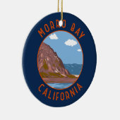 Morro Bay California Retro Distressed Circle Keramik Ornament (Rechts)