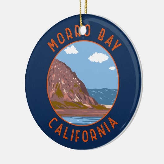 Morro Bay California Retro Distressed Circle Keramik Ornament (Links)