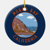 Morro Bay California Retro Distressed Circle Keramik Ornament (Hinten)