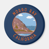 Morro Bay California Retro Distressed Circle Magnet (Vorne)