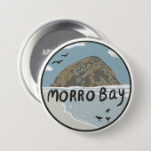 Morro Bay Central California Illustration Beach Button (Vorne & Hinten)