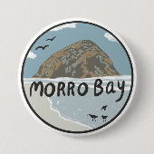 Morro Bay Central California Illustration Beach Button (Vorderseite)
