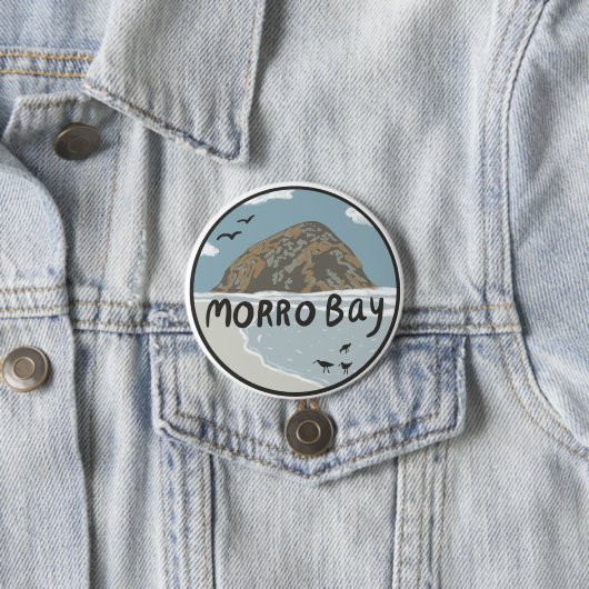Morro Bay Central California Illustration Beach Button (Beispiel)