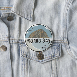 Morro Bay Central California Illustration Beach Button