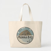 Morro Bay Central California Illustration Beach Jumbo Stoffbeutel (Vorne)