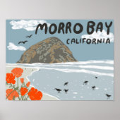 Morro Bay Central California Illustration Beach Poster (Vorne)