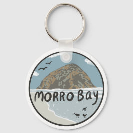 Morro Bay Central California Illustration Beach Schlüsselanhänger