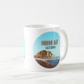 Morro Bay Rock California Vintag Kaffeetasse (VorderseiteRechts)