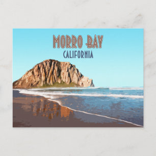 Morro Bay Rock California Vintag Postkarte