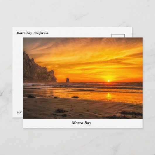 Morro Bay Sunset am Strand Postcard Postkarte (Vorne/Hinten)