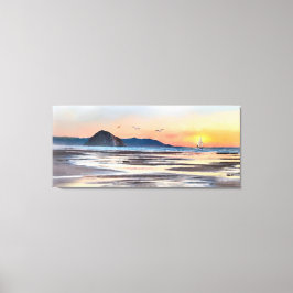 Morro Bay Sunset Sail Watercolor Canvas Print Leinwanddruck