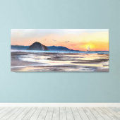 Morro Bay Sunset Sail Watercolor Canvas Print Leinwanddruck (Insitu (Holzboden))
