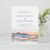 Morro Bay | Wasserfarben Beach Seascape Hochzeit Einladung (Stehend Vorderseite)