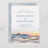 Morro Bay | Wasserfarben Beach Seascape Hochzeit Einladung (Vorne/Hinten)