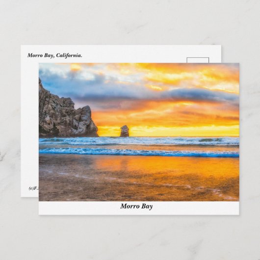 Morro Rock Beach Postcard Postkarte (Vorne/Hinten)