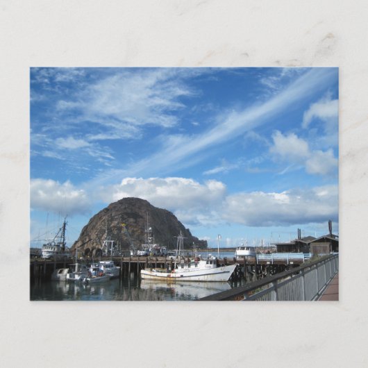 Morro Rock, Fischerboote und Embarcadero Postkarte (Vorderseite)