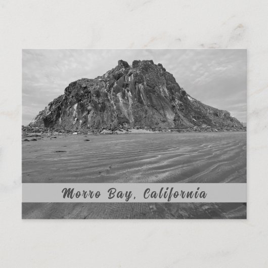 Morro Rock, Morro Bay in Schwarz & Weiß Postkarte (Vorderseite)