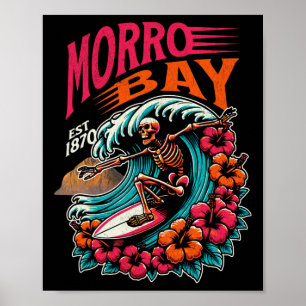 Morro und Kalifornien Est 1870 Skelett Surfer Poster