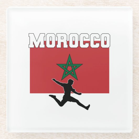 Morrocco Football Fußballnationalmannschaft Glasuntersetzer (Vorderseite)