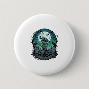 Mors Zombie Hand Skelett Schlüssel Grabstein Raben Button