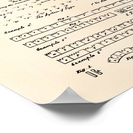 Morse Code 1848 Patent Art Old Peper Poster (Ecke)