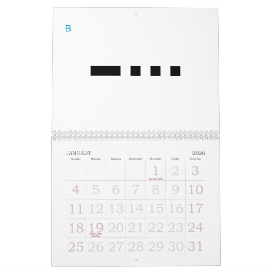 Morse Code 24 Monate Alphabet Kalender (Jan 2026)