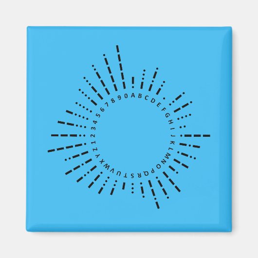 Morse-Code-Alphabet – Cyber Blue Tech Design Magnet (Vorne)