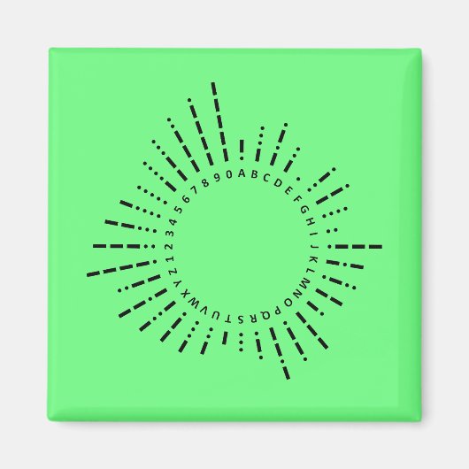 Morse-Code-Alphabet – Fresh Green Survival Magnet (Vorne)