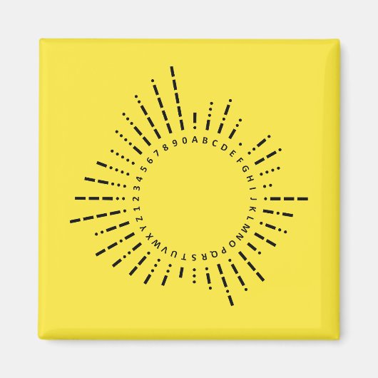 Morse-Code-Alphabet – Gelbes technisches Design Magnet (Vorne)