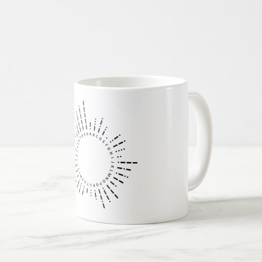 Morse Code Alphabet Kaffeetasse (VorderseiteRechts)