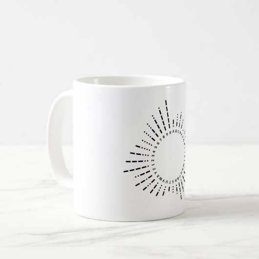 Morse Code Alphabet Kaffeetasse (Vorderseite Links)