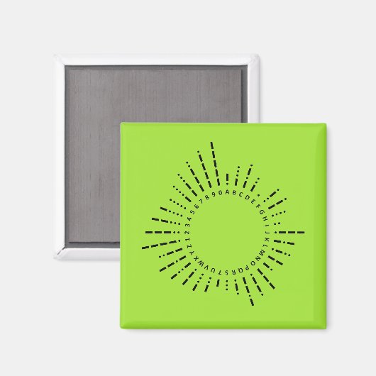 Morse-Code-Alphabet – Neon Lime Tech Magnet (Vorderseite/Rückseite)