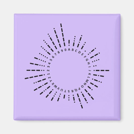 Morse-Code-Alphabet – Purple Tech Design Magnet (Vorne)