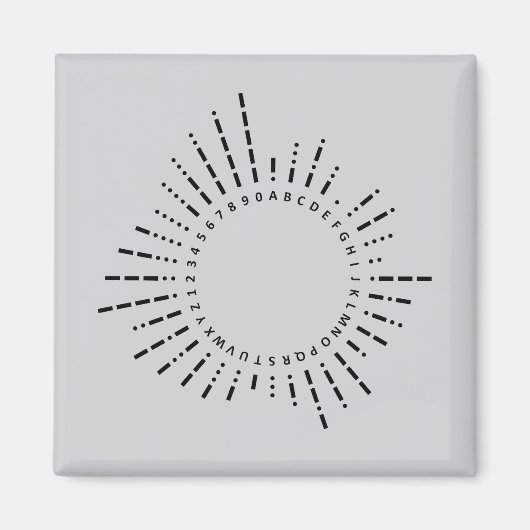 Morse-Code-Alphabet – Stahlgraues Design Magnet (Vorne)