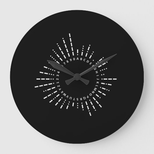 Morse Code Circle Design Große Wanduhr (Vorderseite)