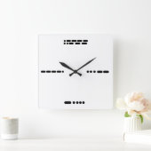 Morse Code Clock 3, 6, 9, 12 Quadratische Wanduhr (Zuhause)