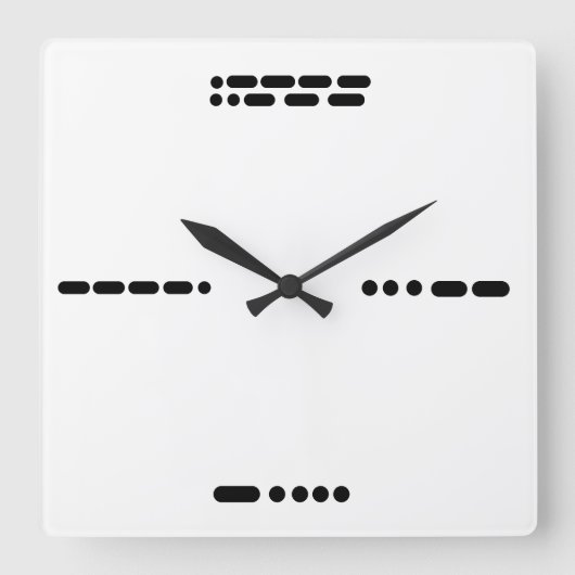 Morse Code Clock 3, 6, 9, 12 Quadratische Wanduhr (Vorderseite)