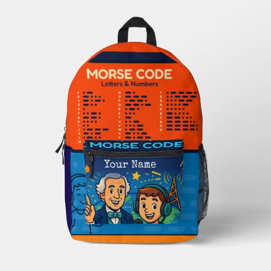 Morse Code & HAM Radio Kids Individuelle Name Bedruckter Rucksack (Vorderseite)