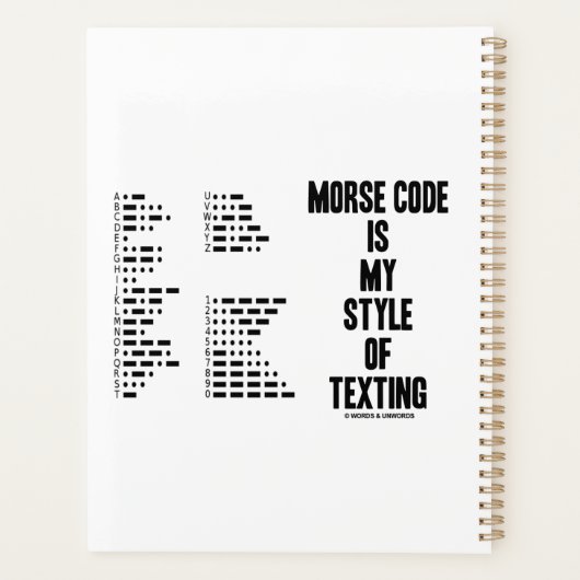 Morse Code ist mein Stil, Intl Morse Code Simsen Planer (Rückseite)