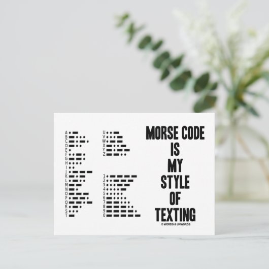 Morse Code ist mein Stil, Intl Morse Code Simsen Postkarte (Stehend Vorderseite)