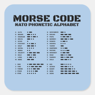 Morse-Code-NATO-Alphabet-Tabelle A-Z Minimal Quadratischer Aufkleber