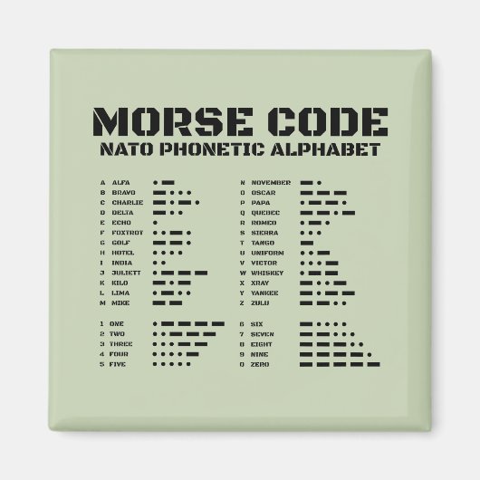 Morse-Code NATO-Aussprachealphabet Taktisches A Z Magnet (Vorne)